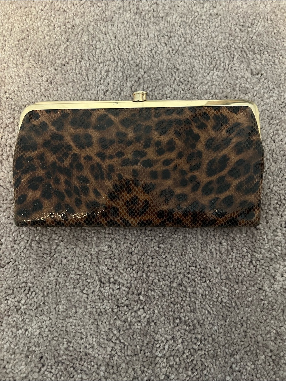HOBO Leopard Print Clutch Wallet with Gold Trim - Picture 2 of 4